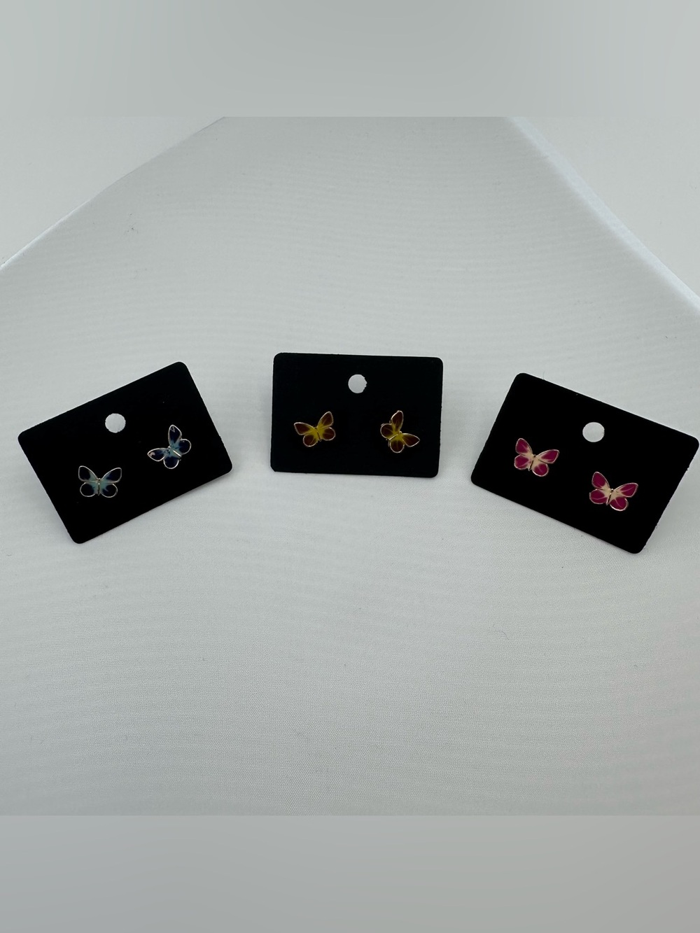 Colorful Butterfly Stud Earring Set - Yellow, Pink, Blue